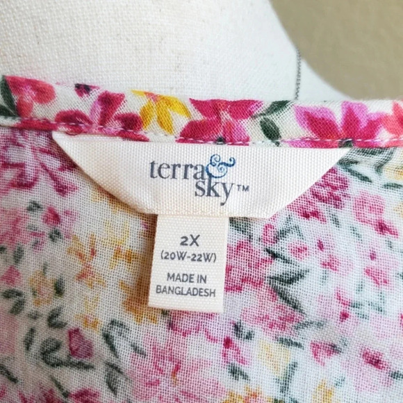 TERRA & SKY | Swing Tiered Tie Front in Tickled Pink sz 2X - Picture 7 of 8